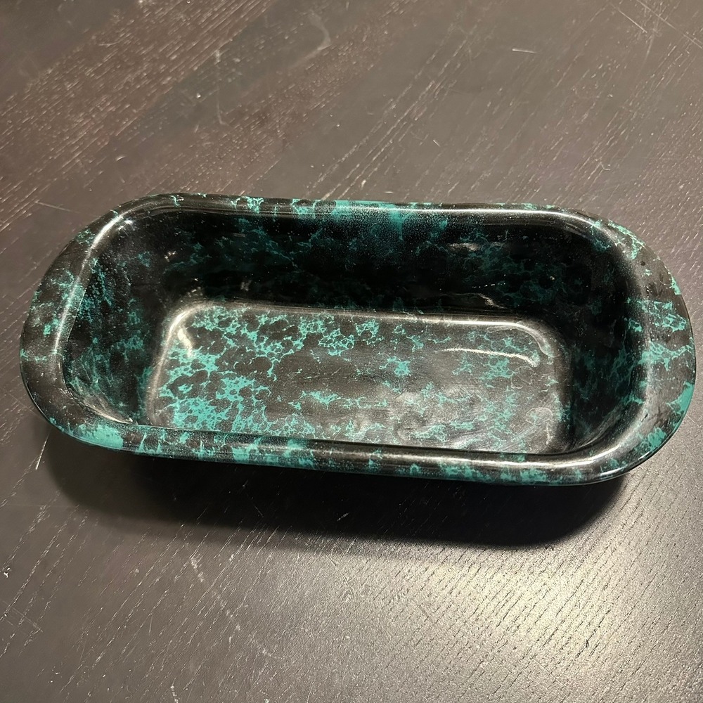 Bennington Potters 1874 Green Agate Spongeware Loaf Pan Stoneware Vermont